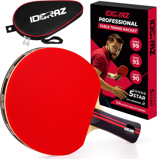 Ping Pong Paddle Professional Racket - Table Tennis Racket with Carrying Case - ITTF Approved Rubber for Tournament Play - Best Table Tennis Paddle