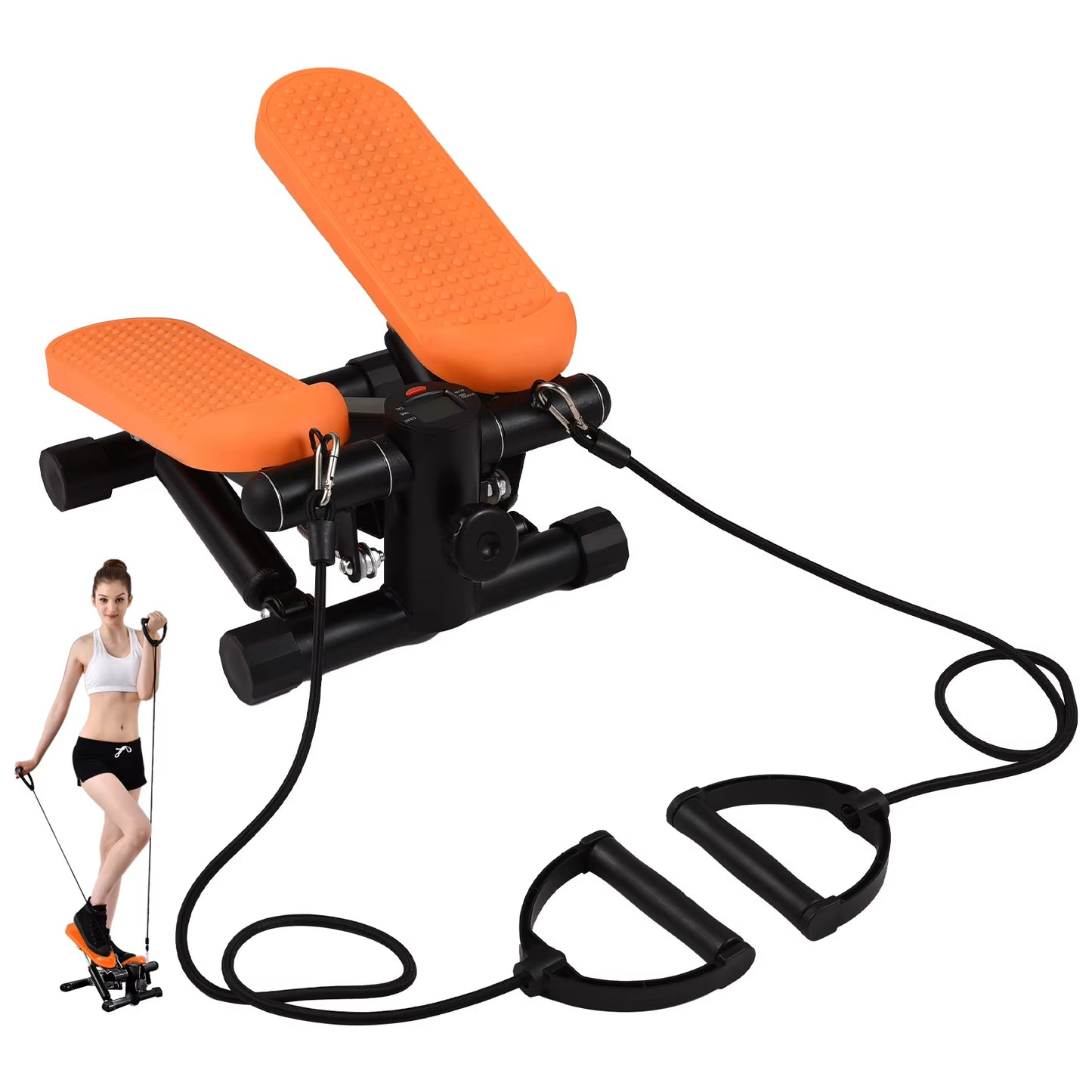 Mini Stepper for Exercise at Home with Resistance Bands LCD Display Capacity 100Kg Stair Stepper