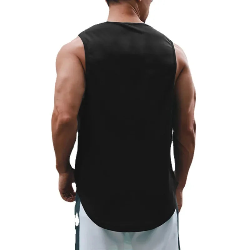 Summer Men'S Running Vest Gym Tank Tops Fitness Clothing Quick-Drying Loose Bodybuilding Sleeveless Shirt Basketball Singlets