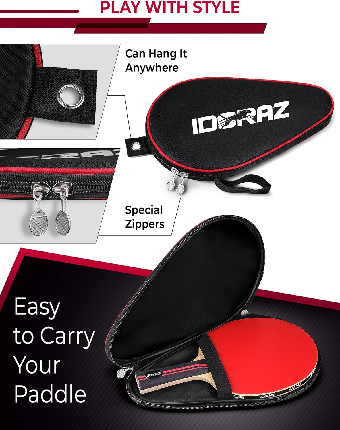 Ping Pong Paddle Professional Racket - Table Tennis Racket with Carrying Case - ITTF Approved Rubber for Tournament Play - Best Table Tennis Paddle