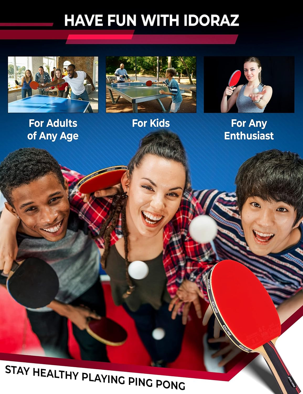 Ping Pong Paddle Professional Racket - Table Tennis Racket with Carrying Case - ITTF Approved Rubber for Tournament Play - Best Table Tennis Paddle