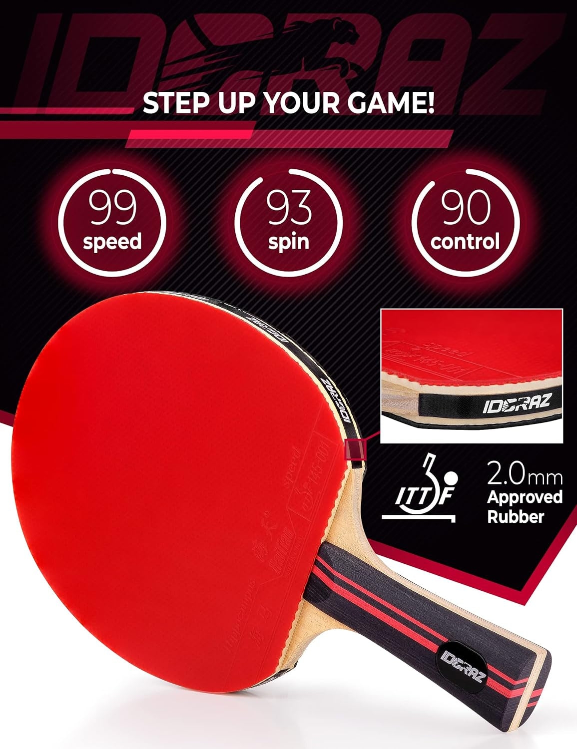 Ping Pong Paddle Professional Racket - Table Tennis Racket with Carrying Case - ITTF Approved Rubber for Tournament Play - Best Table Tennis Paddle