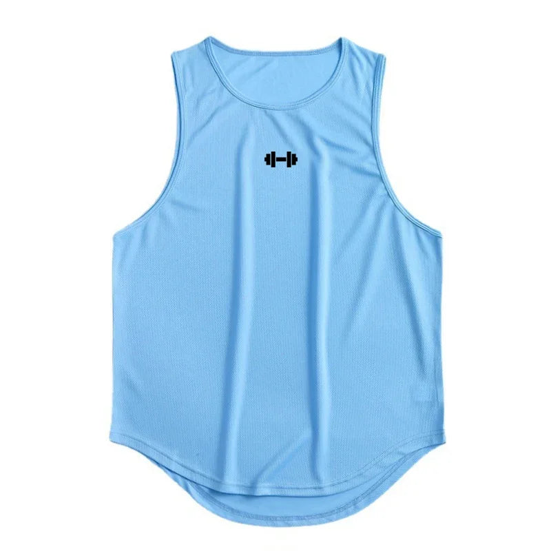 Summer Men'S Running Vest Gym Tank Tops Fitness Clothing Quick-Drying Loose Bodybuilding Sleeveless Shirt Basketball Singlets